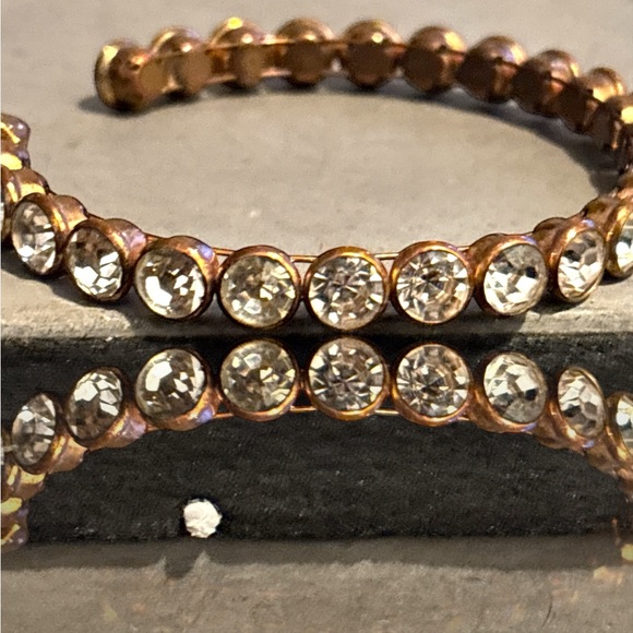 Copper & CZ Jewel Cuff Bracelet - vintage - Picture 1 of 9